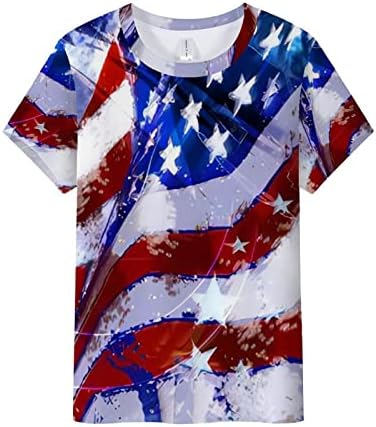 Тениска с Американския Флаг, Женска Тениска, на 4 Юли, Ежедневни Риза, Потник, Патриотични Графични Блузи с Къс Ръкав,