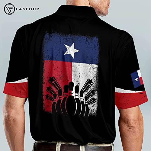 Риза за боулинг LASFOUR по поръчка за мъже, Поло блузи Texas Bowling с Къс Ръкав, Риза Crazy Bowling Team за мъже