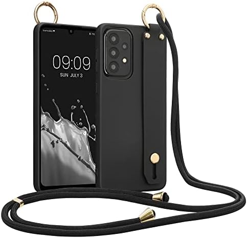 Калъф kwmobile, съвместим с Samsung Galaxy A33 5G - Мек калъф за телефон от TPU с държач за ръчен каишка и шнурком -