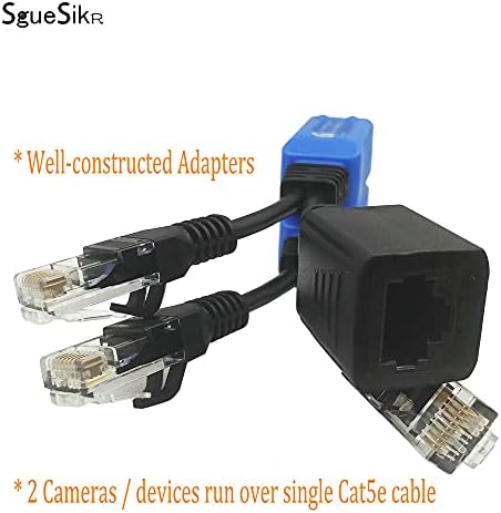 4 Двойки Разветвителей Ethernet PoE, комплекти за съвместно ползване на кабели RJ-45, Объединитель 2-в-1 Cat5 за 8 камери