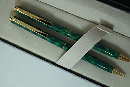 Sheaffer Произведено в САЩ Маркова мода дръжка в зелено лаковую клетка Тартан с кръст, корпус и капачка от 22-каратово