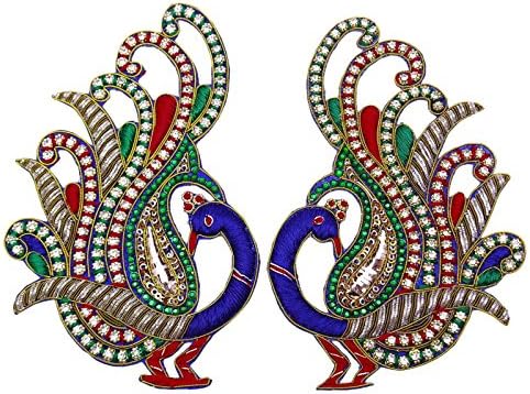 Декоративна Апликация Индийски Паунов Апликация Многоцветное Ръкоделие Шиене 1 Чифт