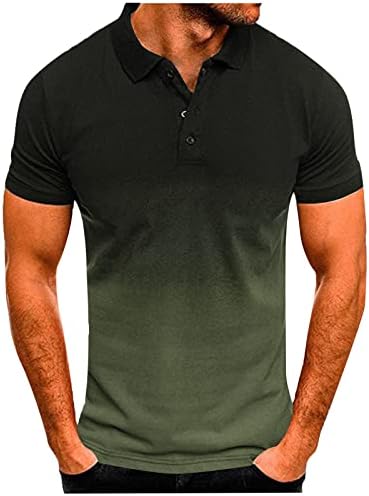 Мъжки Градиент Тениска С Къс Ръкав, Лятна Риза с къси ръкави с Ревера на 3 Копчета, Впитывающая Влагата Спортни и Ежедневни