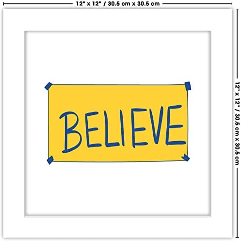 Международна галерия Тенденции Pops Ted Lasso - Плакат Believe Wall Art, 12 x 12, Версия в бяла рамка