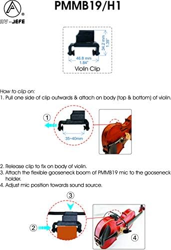 Микрофон за музикален инструмент AV-JEFES PMM19B-SH4-VL за цигулка с клипсой конектор Shure и влизане фантомного на храна