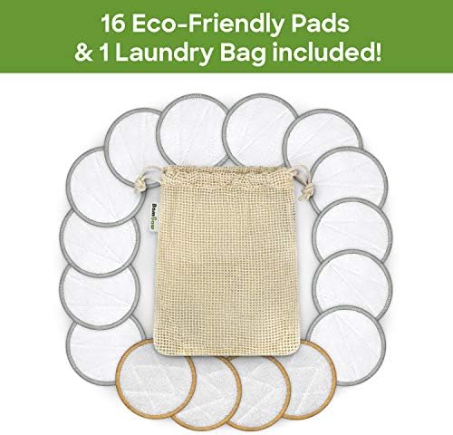 За многократна употреба тампони за отстраняване на грим Bambaw | 16 Памучни кръгчета с торба за дрехи | за Многократна