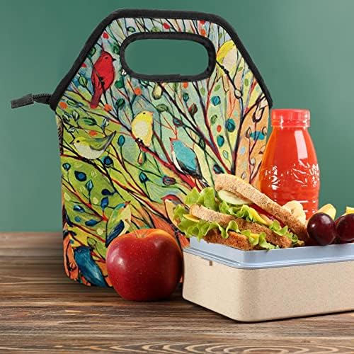 Чанта за обяд GUEROTKR за мъже, Изолиран Обяд-Бокс, Кутия за Обяд за Възрастен, цветна рисунка на дърво, птица, животно, растение