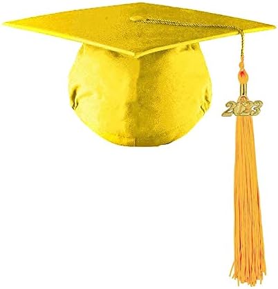 HEPNA Унисекс-Matte Выпускная Шапка за възрастни с пискюл 2023 за завършилите бакалавърска средно училище