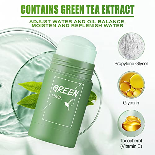 Маска за лице-стик със зелен чай Anguishil, Маска-стик за дълбоко почистване със зелен чай, Маска-стик с контрол, масло за премахване на акне, Зелена Маска-стик за черни т?