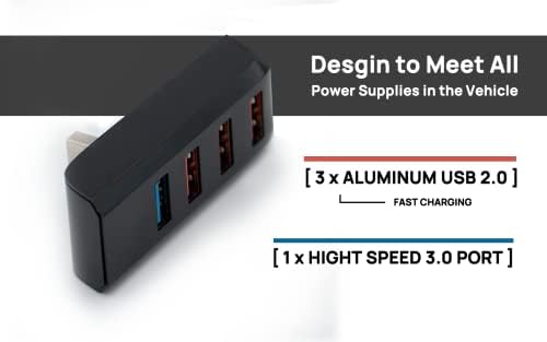 4-портов USB хъб за модели 3 Y, високоскоростен порт за бързо зареждане на USB-порт, Функционален USB-хъб за автомобилен аксесоар, специално за автомобил Tesla USB Разширено