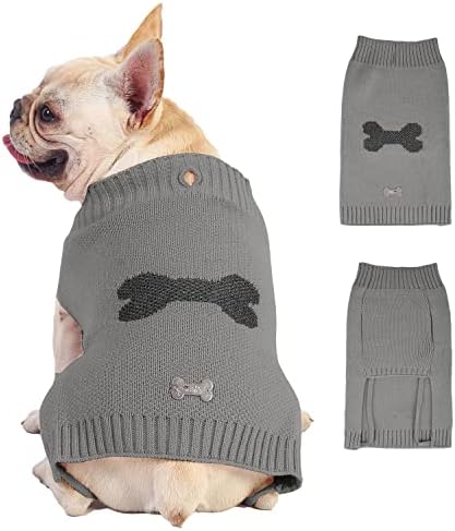 Puli & Co. Вязаный уютен пуловер за кучета със светлоотразителен модел интарсии под формата на костите - Класически Уютен