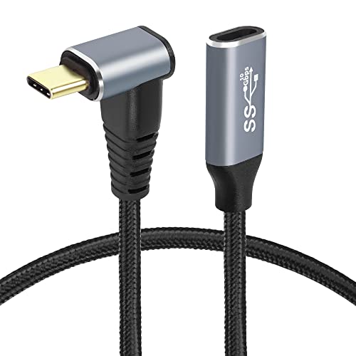 Удължител за USB C под прав ъгъл от 0,5 М, на 90 градуса-10 gbps, PD 100 W, кабел за зареждане кабел USB3.1 Gen2 от мъжа