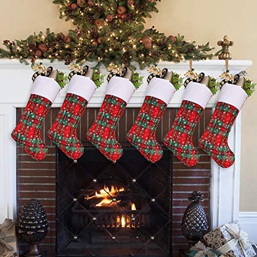 Коледни Чорапи LimBridge, 6 Опаковки Коледни Отглеждане в клетка 18 инча с Принтом Снежинки, Коледни Украси За Дома