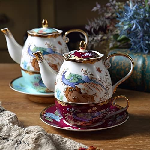 Пот Набор от Костен Порцелан Саксия Чаша Чиния Национален Прилив на Керамична Чаша Следобеден Цвете Чай Чай Комплект
