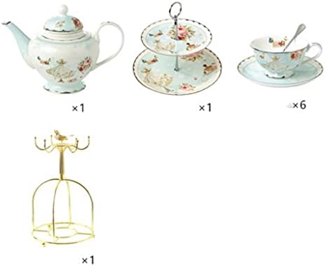 TJLSS Набор от кафе чаши и блюдец в пасторальном европейски стил от костен порцелан, следобеден чай, домакински чаша черен чай (Цвят: A, размер: както е показано на фигу?