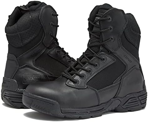 Мъжки Стелт MAGNUM Force 8-Инчов Водоустойчив Черни Тактически Обувки, Кожени Армейските Обувки за Пустинята с цип Отстрани