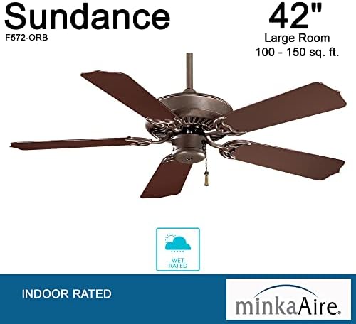 Вентилатор на тавана на Shin-Aire F572-КЪЛБО Sundance с 42-инчов външна екстрактор верига, Бронзова украса, Настъргани