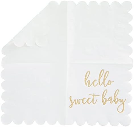 50 Опаковки Бели Салфетки за душ със Зъби за момичета и момчета, Бижута, изработени от Златно фолио Здравей, Sweet Baby (5 x 5 инча)