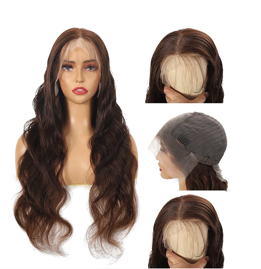 LILENAON Hair13X6 Светло шоколадово-кафяви Дълги Къдрави Перуки на Дантели От човешка коса Перука 180% плътност Бесклеевые