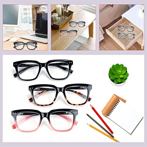CHOFILORD, 6 опаковки, модни очила за четене за жени и мъже, блокиране на синя светлина, големи квадратни очила за четене