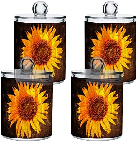 innewgogo Sunflower 2 Опаковки Титуляр за памучни тампони, Органайзер, Диспенсер, Пластмасови Буркани за Памучни дискове