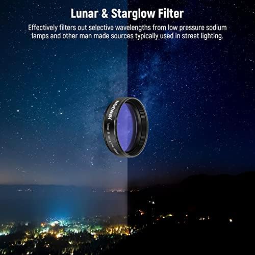 Лунен филтър за телескопа Neewer 1,25 инча, CPL филтър, Комплект от 5 цветни филтри (червено, оранжево, жълто, зелено, синьо), филтри за окуляров за по-голяма яснота и раздели