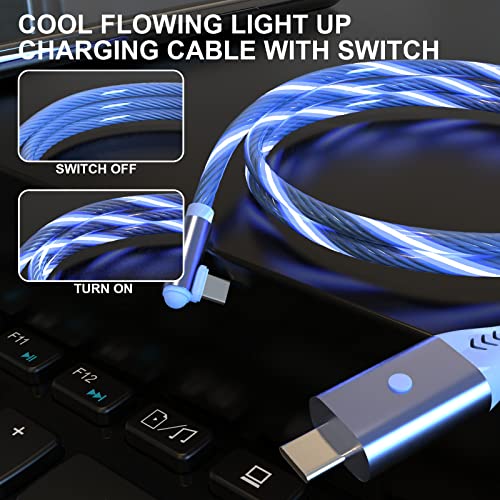 Светлина кабел за зареждане USB C с превключвател за Включване/изключване, под прав ъгъл от 90 градуса, led кабел за