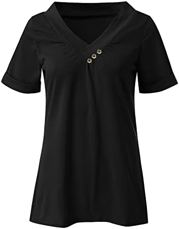 Дамски Блузи Fragarn 2022, Летни Свободни Обикновена Блузи, Ризи, Модни Тънка Основна Блуза с Къс ръкав и V-образно деколте