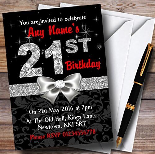 Червен черен сребърен Диамант за 21-ия рожден ден на персонални покани