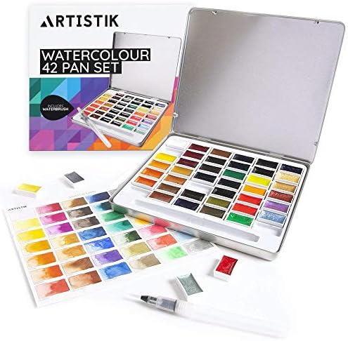 Набор от акварельных бои премиум клас- 42 цветове, набор цветове от цялата палитра комплект за рисуване акварел за художници,