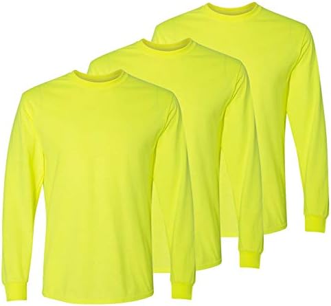 Комплект мъжки ризи за строителни работи с висока видимост и дълъг ръкав (Safety Yellow (3pk), XX-Large)