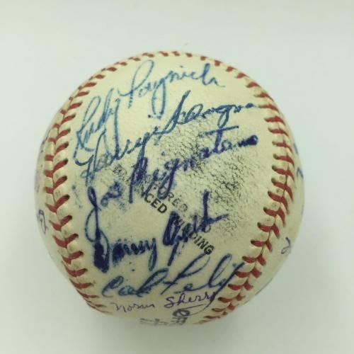 1958 Спарки Андерсън , Бивш новак Форт Уърт Бруклин Доджърс , подписано на бейзболен договор с JSA - Бейзболни топки с автографи