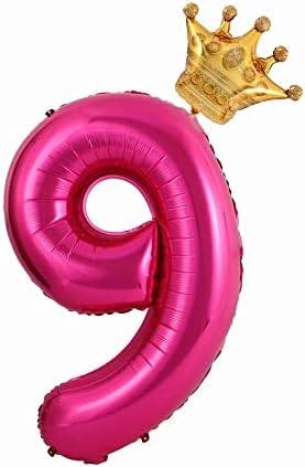 40-Инчови Ярко-Розови балони с номер 0, във формата на Короната, Украса от балони за парти по случай рожден ден, Гигантски