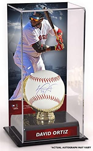 Бейзболна витрина Дейвид Ортиса Бостън Ред Сокс с автограф и Златни Ръкавици с Участието на Бейзболни топки с автографи