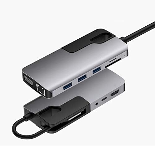 WYFDP C USB ХЪБ TypeC на USB 3.0 ХЪБ, HDMI-съвместим Адаптер, VGA 3 Зарядно устройство с 3.5 мм Аудио Адаптер RJ-45