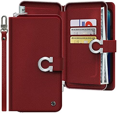 JUST4YOU Galaxy S8 Плюс Чанта-портфейл с цип с Каишка, Държач за карти, Калъф-Награда от Изкуствена Кожа Премиум-клас