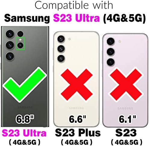 Furiet е Съвместим с Samsung Galaxy S22 Ultra 5G Чанта-портфейл с каишка на китката и Мек кожен държач за карти, Стойка,