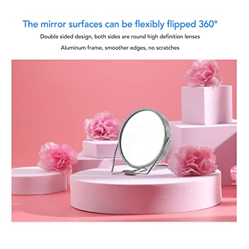 Десктоп огледало за грим, малко ръчно двустранно огледало за тоалетка маса, огледало за тоалетка маса HD, складное козметично огледало със стойка, въртящо се на 360 гр