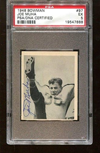 Джо Муха Подписа 1948 Bowman 97 С автограф на Eagles D: 1993 Рядко PSA 19547888 - Реколта картички с футболна надпис