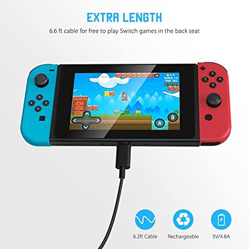 Зарядно за кола за Switch и Switch Lite, Високоскоростно зарядно устройство YCCTEAM QC3.0 с Двухпортовым USB адаптер, кабел за зареждане Type C дължина 6,6 фута за таксуване при пътува?