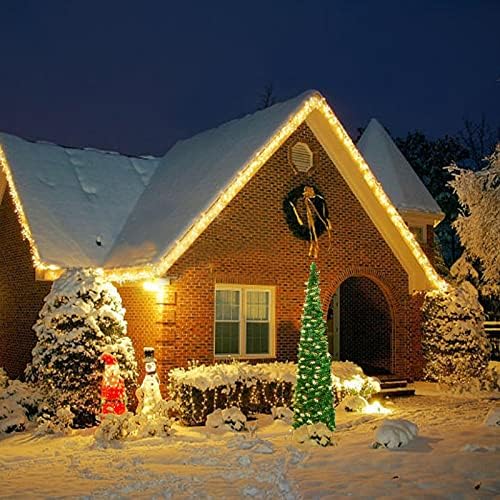 HigoYXP 5FT Всплывающая Мишурная Коледно Дърво със Златни Звънчета, Зелена Сгъваема Изкуствена Елха-Молив, Украса за Коледното Домашни Партита С Камина и Закрито на Отк