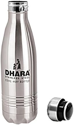 Бутилка за гореща и студена вода Kuber Industries Dhara09 от неръждаема стомана, 500 мл, сребрист