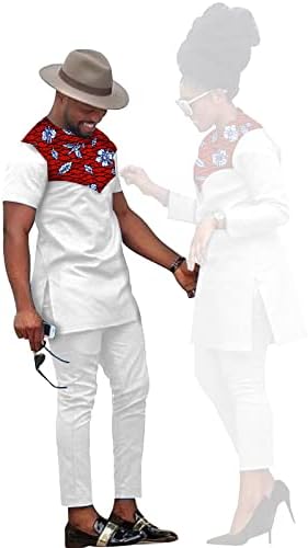 Облекло за африканска двойка, Жена Топ и панталон с принтом на Анкара, Комплект за парти, Банкет, Дрехи за двойки, Мъжки