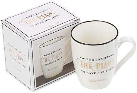 I Know The Plans Еремия 29:11 Керамични Християнска Кафеена Чаша за жените и мъжете - Вдъхновяваща чашата за Кафе и християнски подаръци, 12 мл
