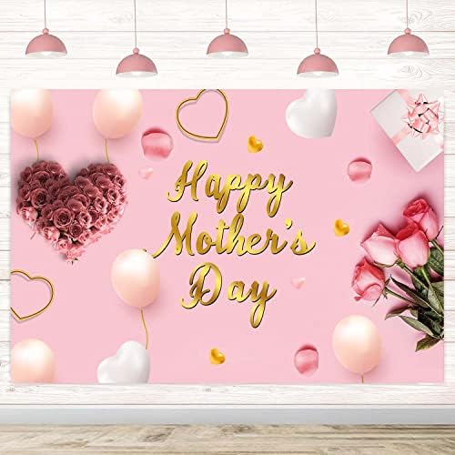 На фона на Ден на Майката 8X6 ФУТА Розово Сърце на Любовта, балон, Цветя, Обичам Мама, а за Фон за Снимки, на Фона на