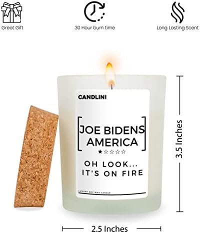 Америка Джо Байдън, Виж, тя е в пламъци | Подарък за Мъже/Жени | Луксозни Свещ от Смес От Соев Восък и Ванилия | Уникални