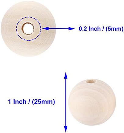 KOHAND 300 Бр 25 мм Натурални Дървени Мъниста, Непълни Кръгли Дървени Мъниста за Бродерия, Ферма Дървени Мъниста на Едро за Diy САМ Бохо Декори Шампанско Гирлянди Производ