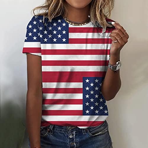 Патриотични Ризи за Жени, Тениски с Флага на САЩ, Ежедневни Летни Потници, Тениски с Къс Ръкав, Патриотическая Удобна Свободна Модерна Блуза