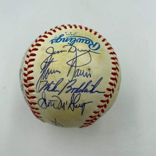 1983 Балтимор Ориълс, Отборът на Шампионите от world series, Подписа Бейзболен договор с Кэлом Рипкеном JSA - Бейзболни топки с автографи