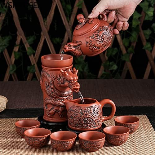 Чайник Zisha Чай комплект Ръчно изработени, чайник, лилаво глинени съдове за напитки, костюм за пътуване Tieguanyin (Цвят: както е показано, размер: един размер)